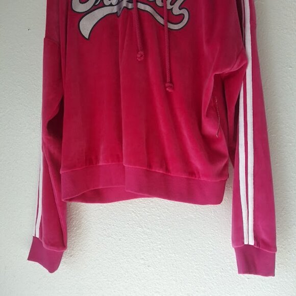 No Boundaries women's size 15-17 XL pink and white velour hoodie sweatshirt - Picture 3 of 15